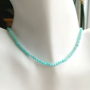 Amazonite 3mm Faceted Bead Necklace Sterling Silver Clasp